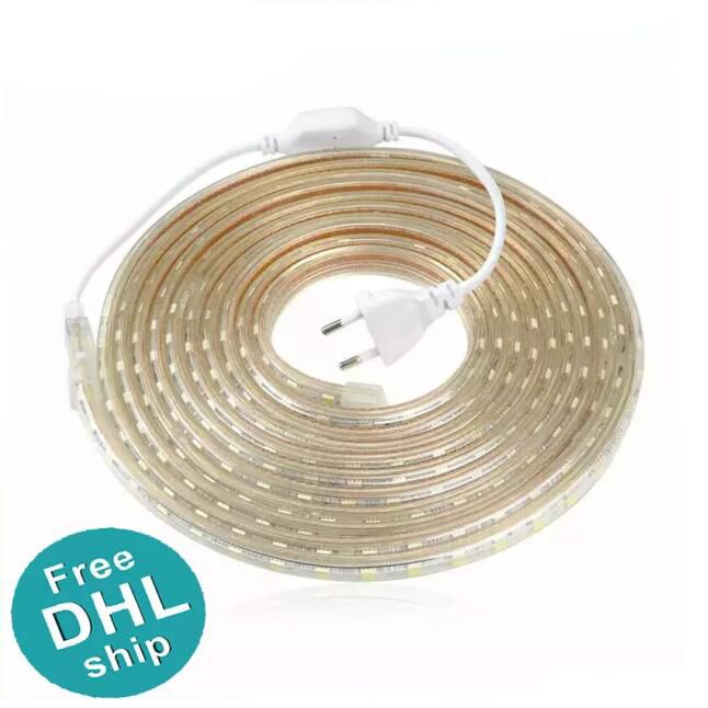 Dhl Upgrad Copper Wire 220v Smd 5050 Led Strip Light 5m 25m Ip65 Dhl Upgrad Copper Wire 220v Smd 5050 Led Strip Light 5m 25m Ip65 Waterproof Tape Outdoor Lighting Decor Lamp Eu Plug Adapter