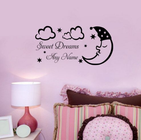 Sleeping Moon Star Cloud Sweet Dream Personalized Name Wall Sticker Sleeping Moon Star Cloud Sweet Dream Personalized Name Wall Sticker Vinyl Art Diy Baby Bedroom Decor Decorative Decals Removable