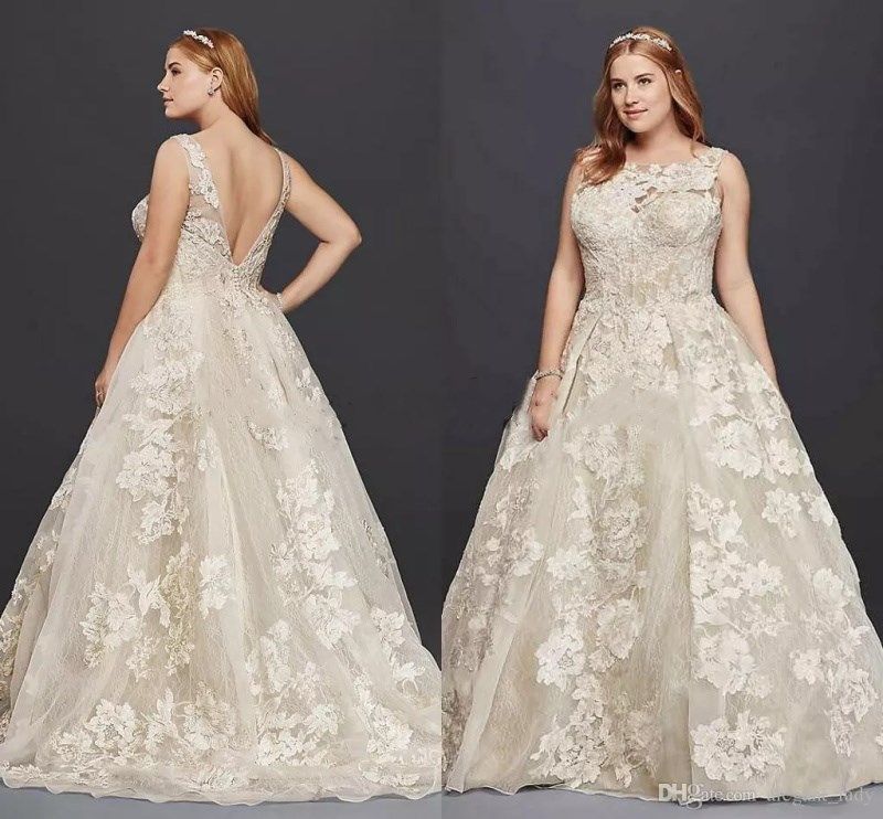 Oleg Cassini Champagne Lace Wedding Dress