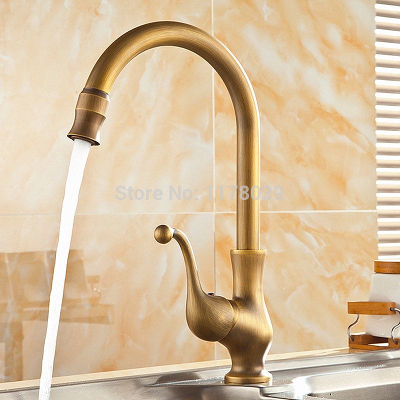 2018 Deck Mounted Bronze Kitchen Sink Faucets Antique Brass 2018 Deck Mounted Bronze Kitchen Sink Faucets Antique Brass Faucet 360 Degrees Rotated Retro Hot And Cold Mixer Tap J17056 From Rudelf