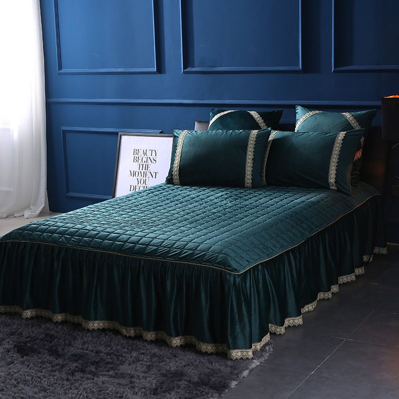 Fleece Warm Bed Skirt Cover Bedding Set Full Queen King Size Fleece Warm Bed Skirt Cover Bedding Set Full Queen King Size Purple Blue Gray Green Color Ropa De Cama Linge Li Extra Long Bedskirts