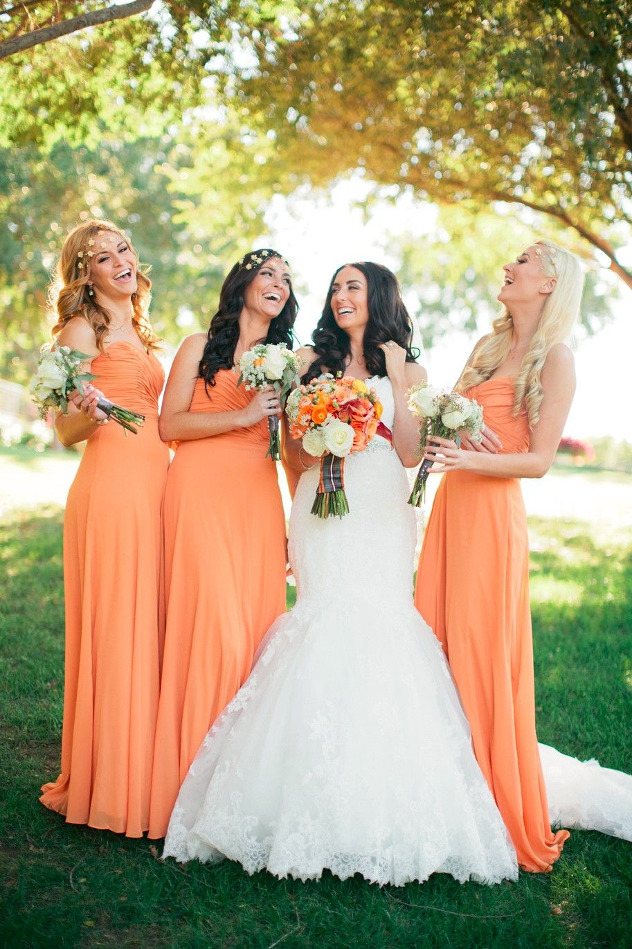 coral color bridesmaid dresses