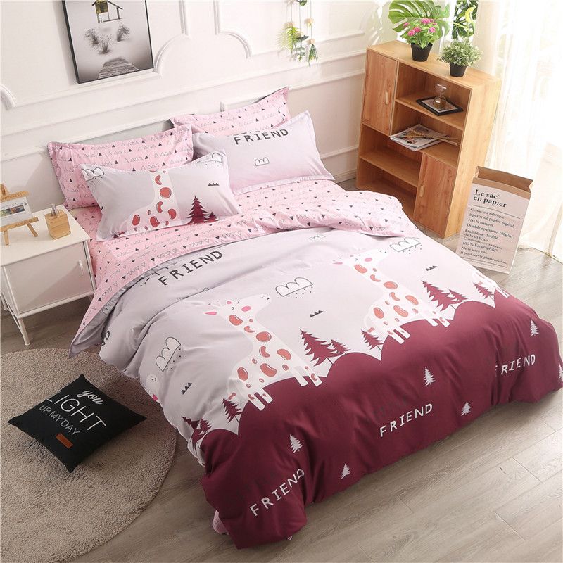 Red Leaf Pattern Polyester Fiber Duvet Cover Flat Bed Sheets Red Leaf Pattern Polyester Fiber Duvet Cover Flat Bed Sheets Pillowcase King Queen Full Twin Bedding Set Soft Cotton Sets Bedroom