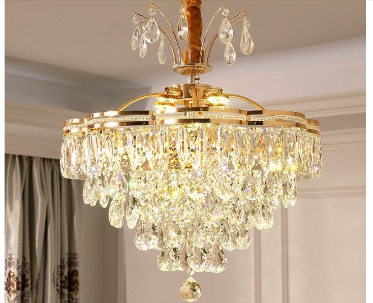 Free Golden Crystal Vintage Retro Nordic Pendant Lights D50cm H50cm Lampshade Lighting Hanging Light Fixture