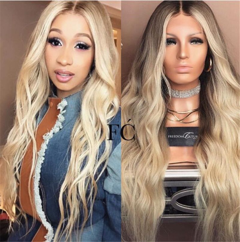 Dark Root Blonde Body Wave Ombre 1b 613 Human Hair Full Lace Wigs