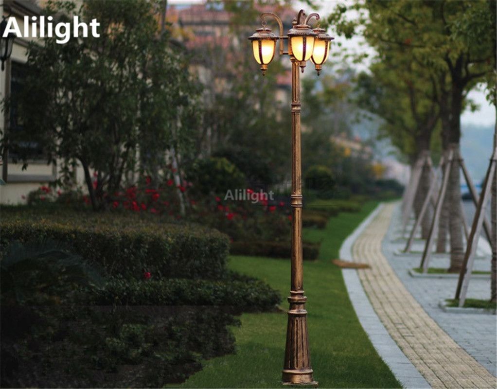Europe Garden Outdoor Lighting Poles Black Bronze Classical Landscape Lamp 2m 2 5m 9m Aluminum Ac 100 240v Fixtures