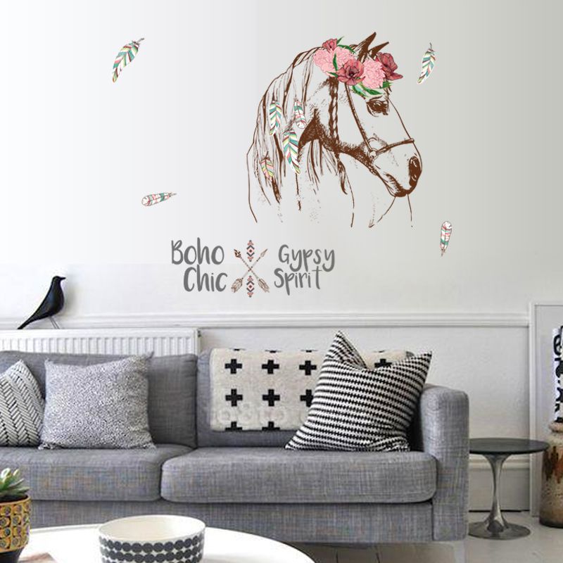 wholesale-horse wall sticker boho chic home decor animals gypsy spirit wall  decal