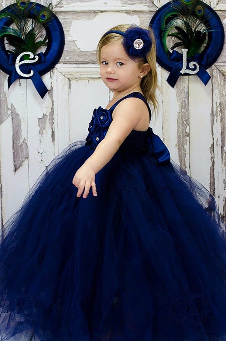 navy blue baby flower girl dresses