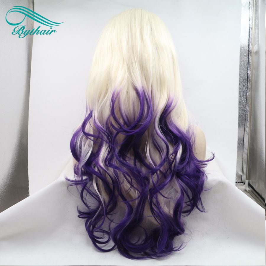 Bythairshop Side Part Pastel Blonde Ombre Lavender Purple Lace