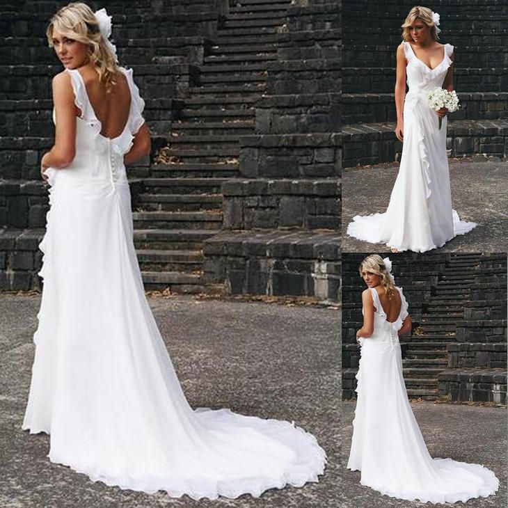 Micweil Wedding Dresses Mermaid Cheap Wedding Dresses Simple White V