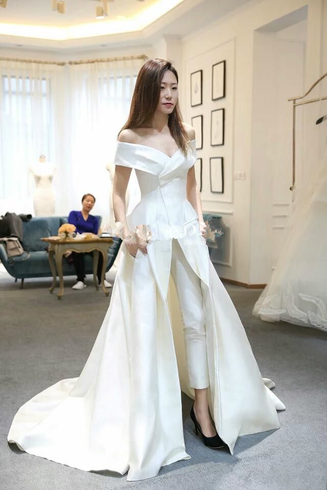 white evening gown with train
