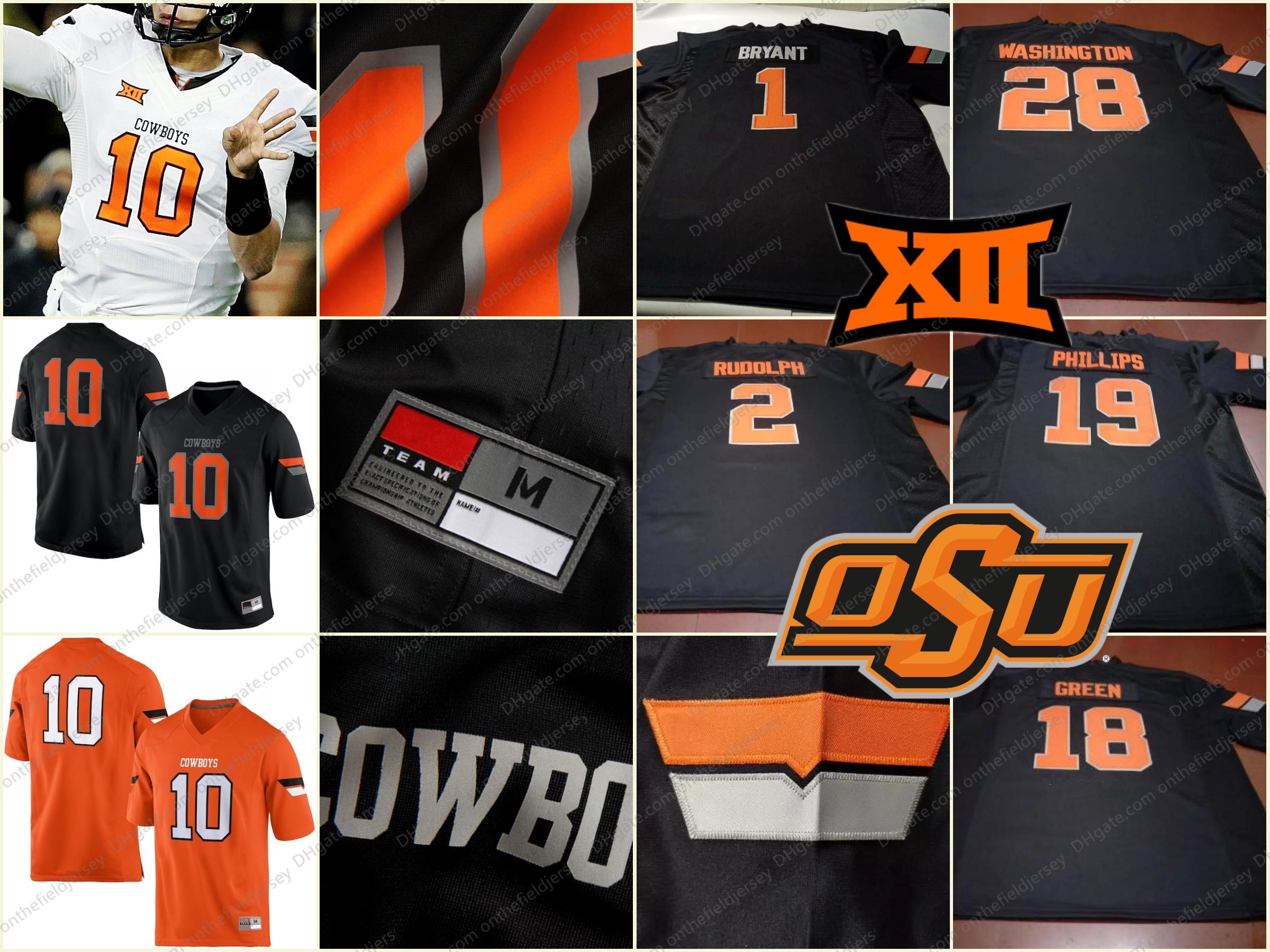 2018 Custom Oklahoma State Cowboys Any Name Number Mens Youth Kids Womens White Orange Black