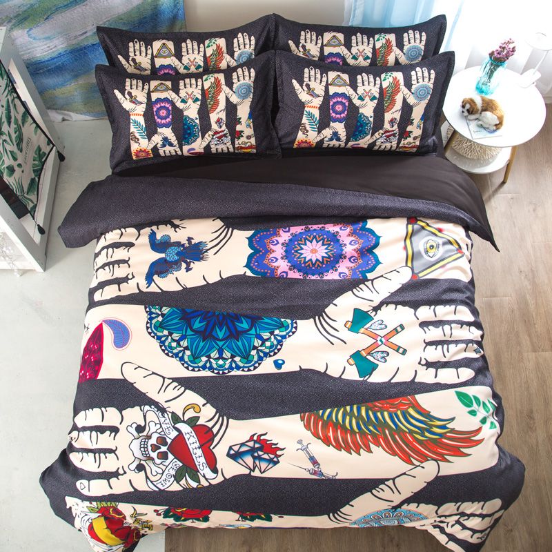 New Design Tattoo Hand Palm Arm Bedding Without The Filler 3 Home New Design Tattoo Hand Palm Arm Bedding Without The Filler 3 Home Textile Twin Full Queen Size Duvet White Set From Hogane 104 51 Dhgate
