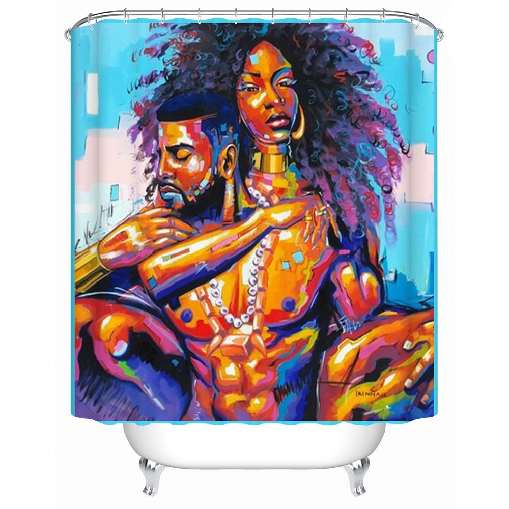 High Quality The Black Man And Woman With Purple Curled Hair In Love High Quality The Black Man And Woman With Purple Curled Hair In Love Waterproof Shower Curtain Fabric Bathroom 2018 Gift Uk 2019 From Kunnylight