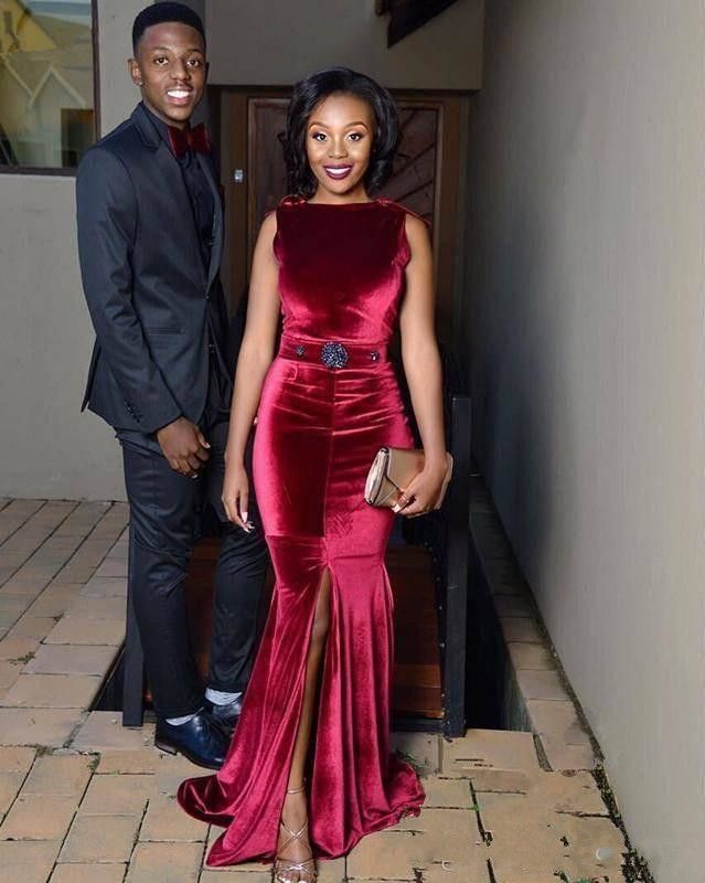 red velvet backless dress