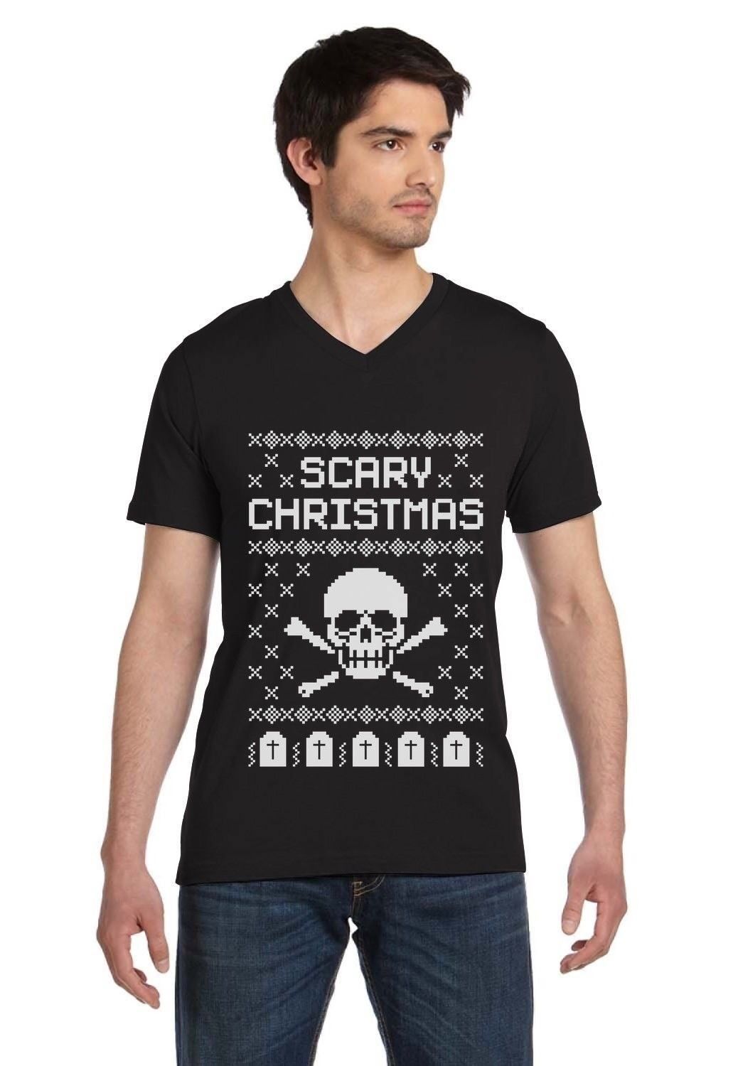 Ugly Christmas Sweater Skull Scary Christmas Cool V Neck T Shirt Gift Idea 10 T Shirt Awesome T Shirts line From Alltrends $11 56 Dhgate
