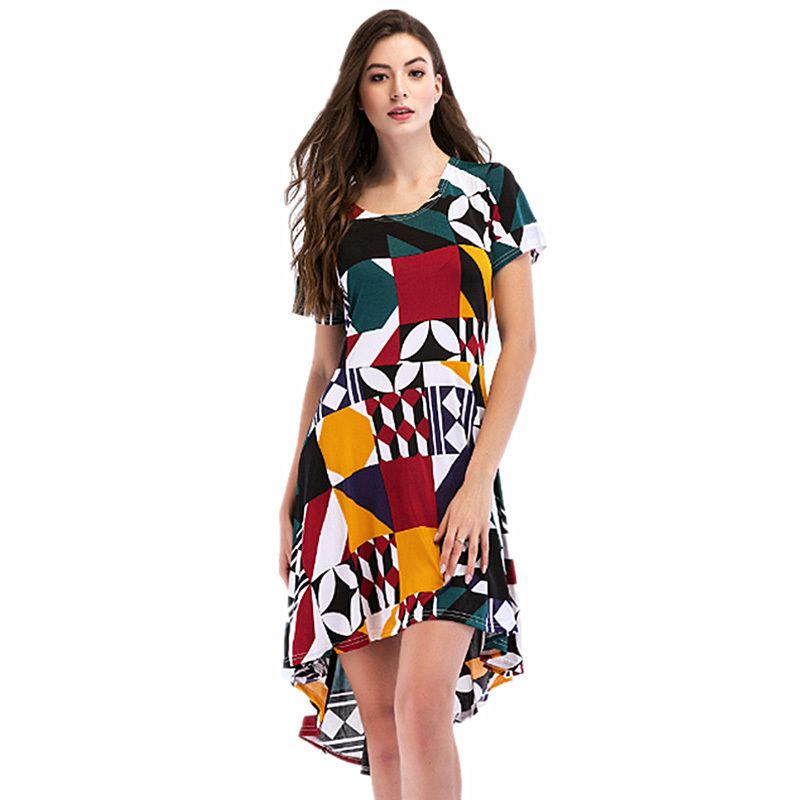 Modèle Sexy Robes Élégantes Vintage 2019 Mode Fleurs À Manches Courtes Imprimé Robes De Soirée Robes WS7883U