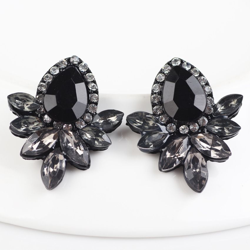 black crystal stud earrings