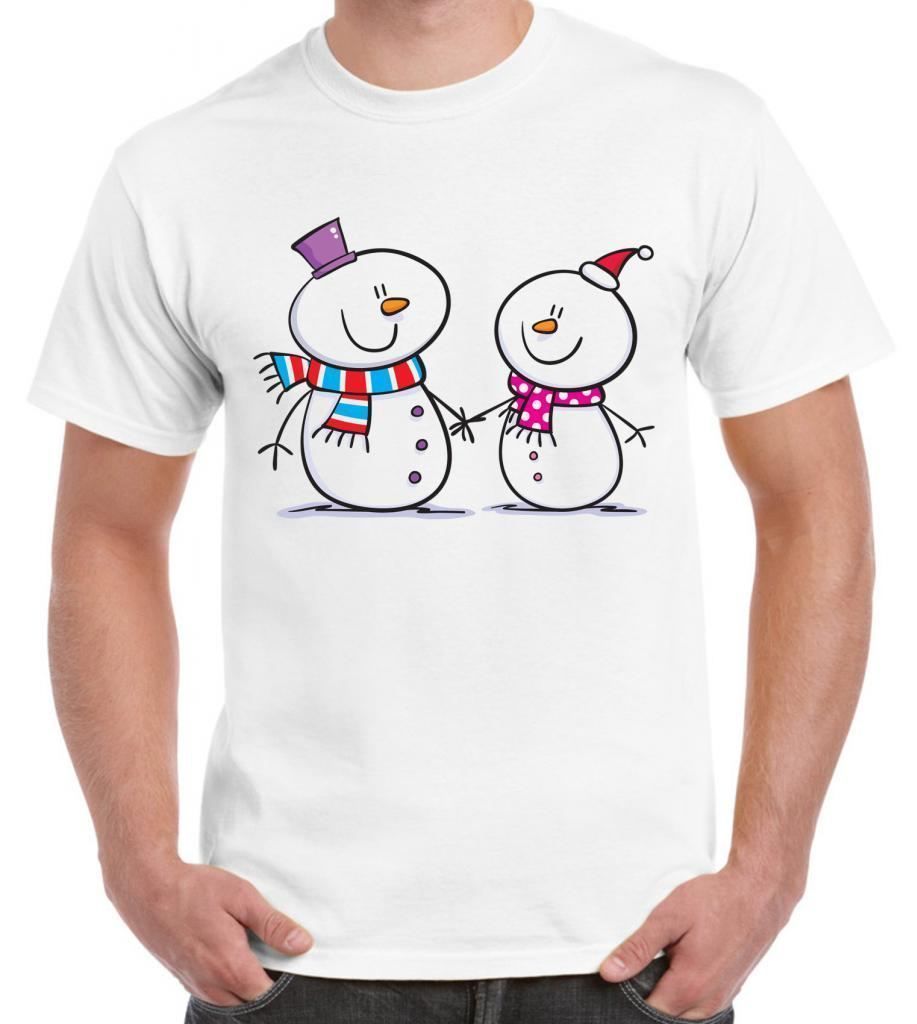 Snowman & Snow Woman Men S T Shirt Funny Christmas Gift Present Xmas Fashion Cotton T Shirts Print Tee Shirt Men Short Sleeve Funny Shirts Dress Shirt From