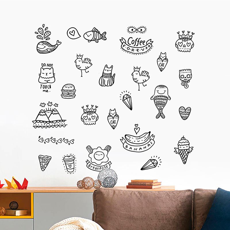 funny cats wall stickers for kids room decoration pvc mural diy