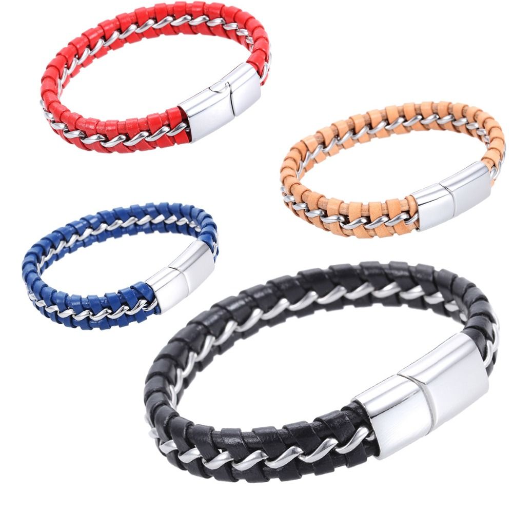 Fashion Hommes Cuir Bracelet Bracelet en Cuir Véritable Chaîne à main Amitié LUXE