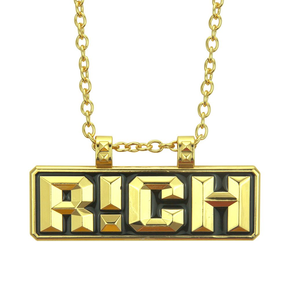 Wholesale Gold Chain RICH Necklace Men Rap Hip Hop Jewelry Colar