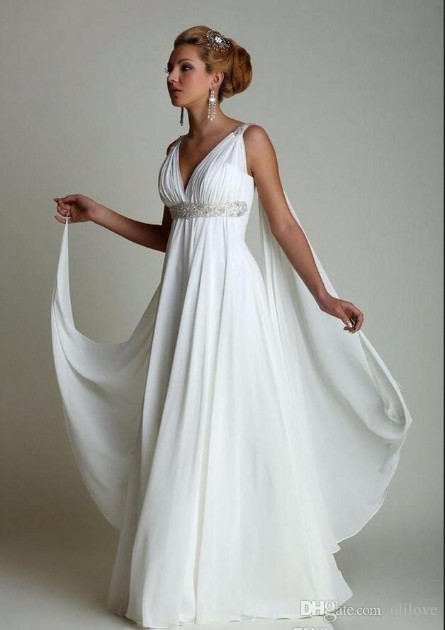 Discount Beaded Chiffon Goddess Beach Wedding Dresses 2017 With