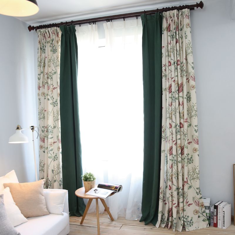 Korean Pastoral Living Room Bedroom Curtain Finished Custom Floor To Ceiling Window Cotton And Linen Simple Mosaic Curtains