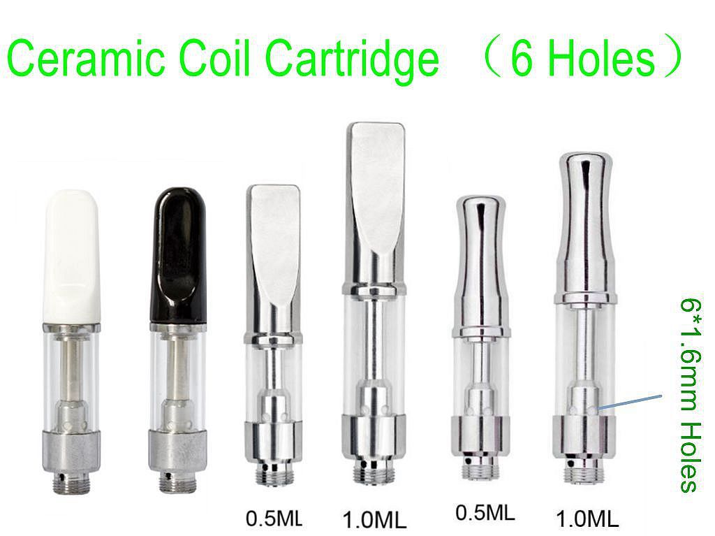 6 Intake Holes Vape Cartridge Ceramic Coil Vape Cartridges Pyrex Glass