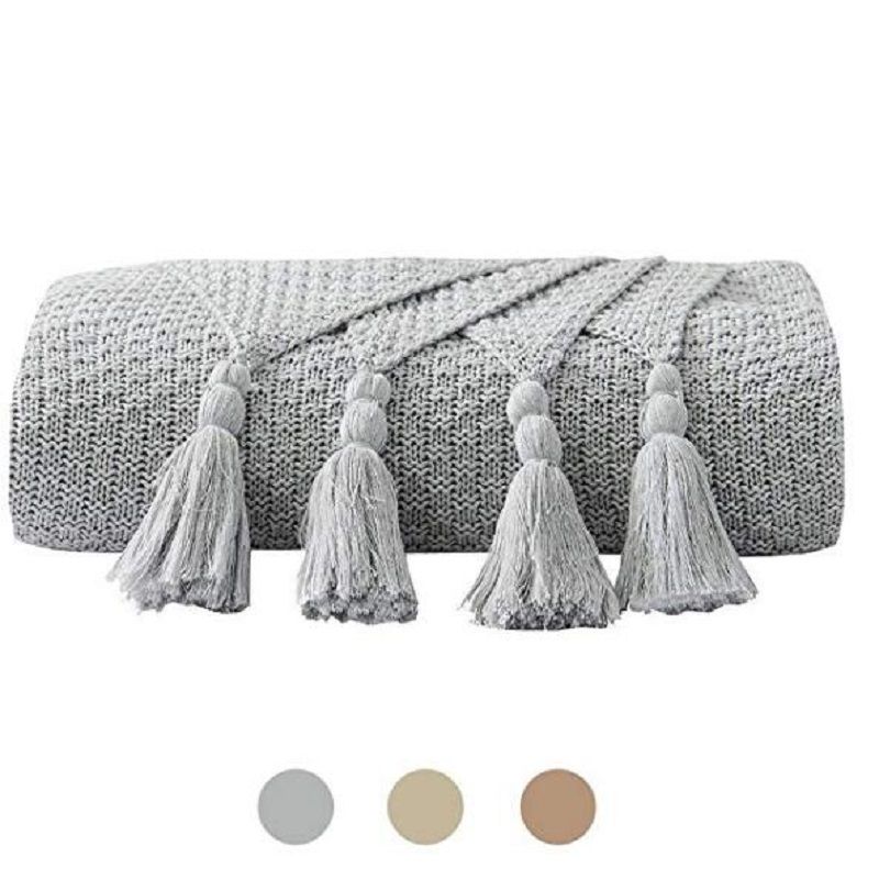 100 Cotton Knitted Throws And Blankets For Sofa Couch Bed