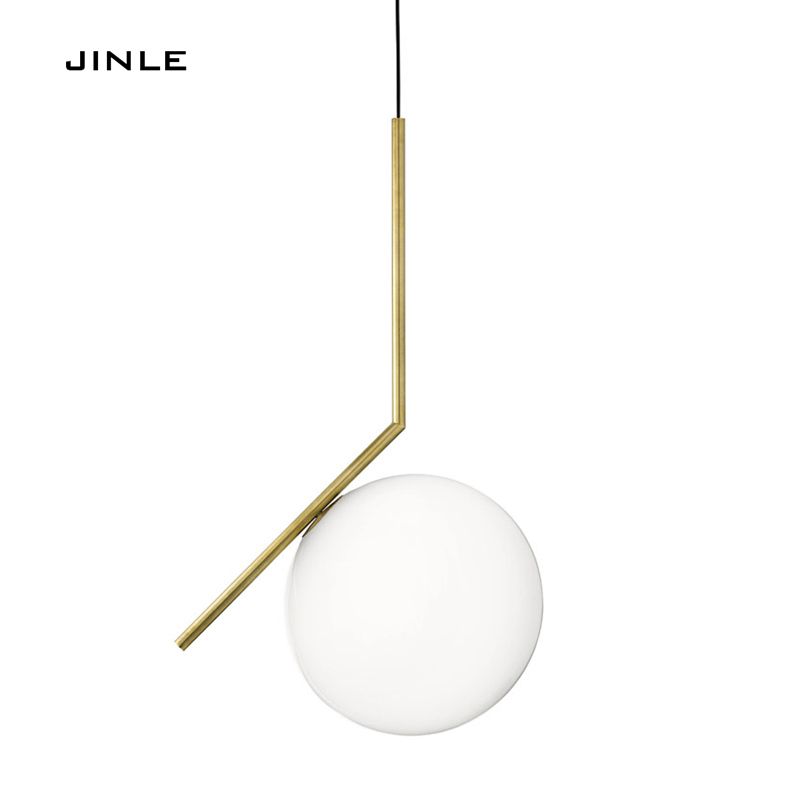 Simple Modern Milky White Glass Shade Gold Pendant Light Copper Simple Modern Milky White Glass Shade Gold Pendant Light Copper Art Lamp Wine Bar Decorate Droplight Italy Design Ceiling Lamps