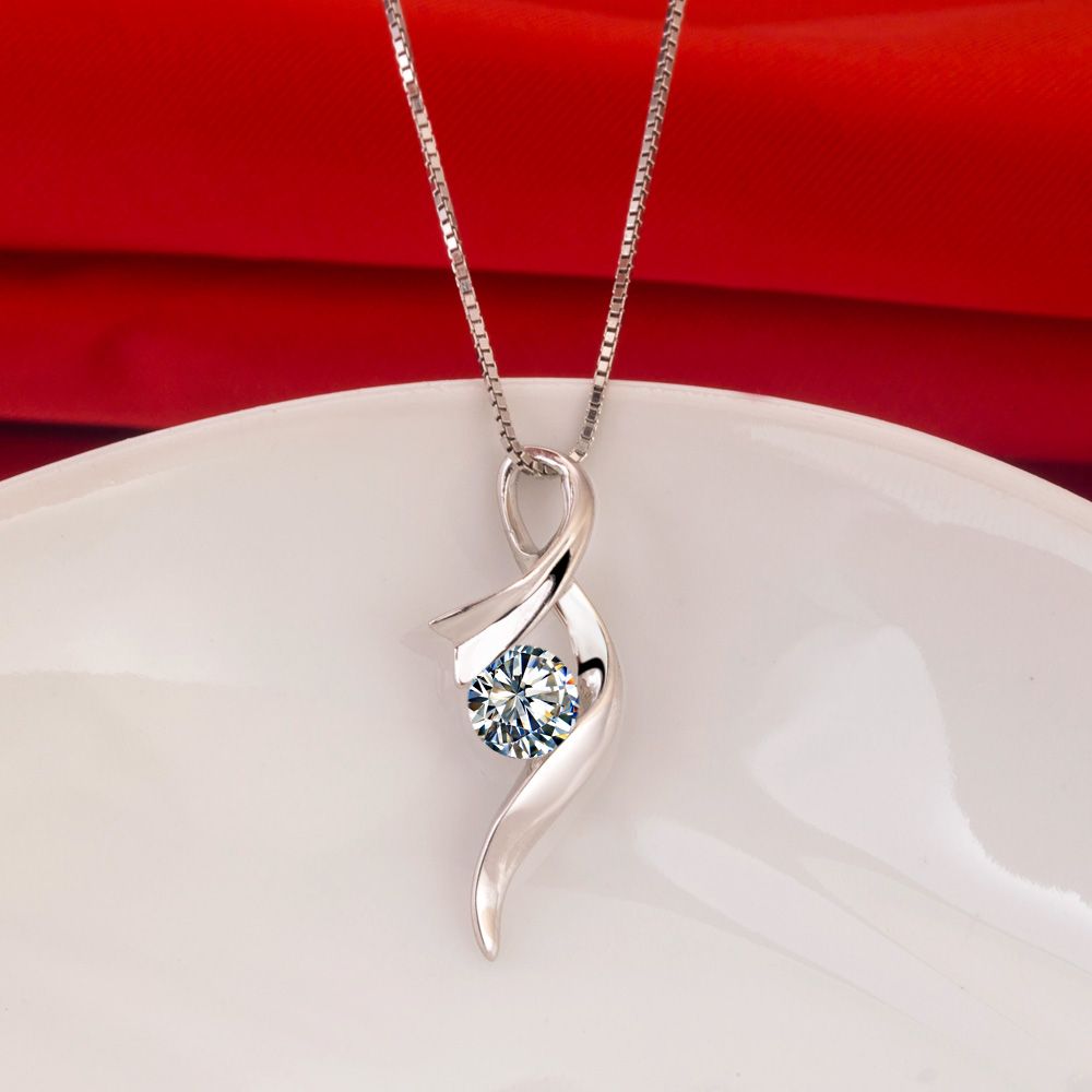 Mujeres Joyería redondo cortar diamantes de imitación oro blanco plateado Colgante Collar Cadena Gratis