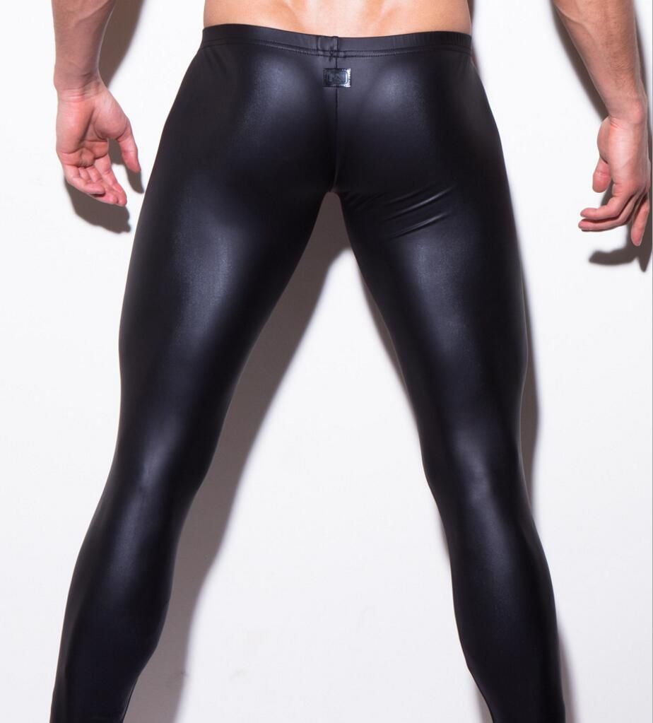 2021 Wholesale Fashion Mens Black Faux Leather Pants Long Trousers Sexy