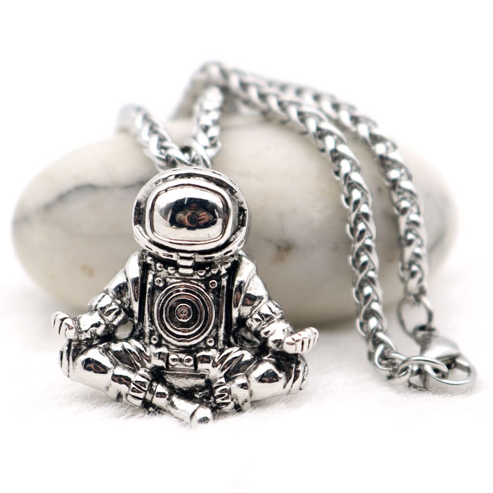 Whole Astronaut Pendant Necklace Galaxy Universe Spaceman Whole Astronaut Pendant Necklace Galaxy Universe Spaceman Tation Trinket Retro Stainless Steel Chain For Men White Gold