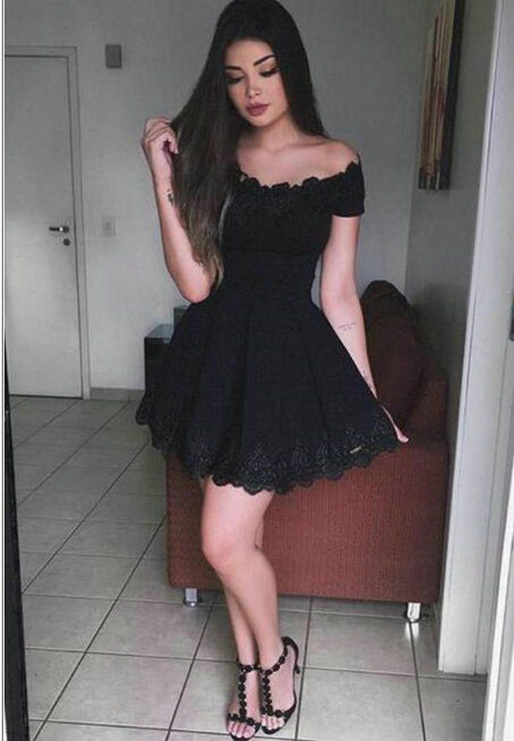 Vestido De Madrinha Cocktail Preto Curto / Mini Vestidos De Cetim 2018 Applique Princesa Backless Vestidos De Dama De Honra Curto Vestidos Casuais Dk032 Roupa De Festa De Okdresses, $322,12 | Pt.Dhgate.Com