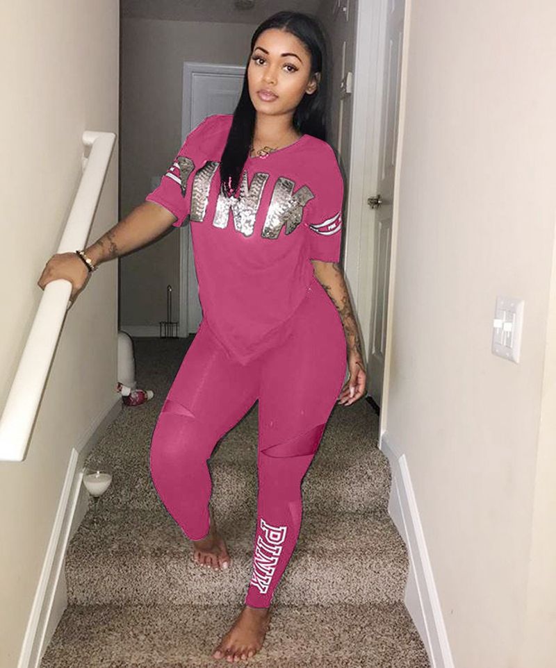 Compre Pink Letter Print Mujer Ropa Deportiva Chándales De Moda De Manga  Corta T Shirt Tops Pantalones 2 UNIDS Set Señoras Traje Deportivo Ocio  Chándal 2018 A 25,06 € Del Prettyshop666 | Es.Dhgate.Com