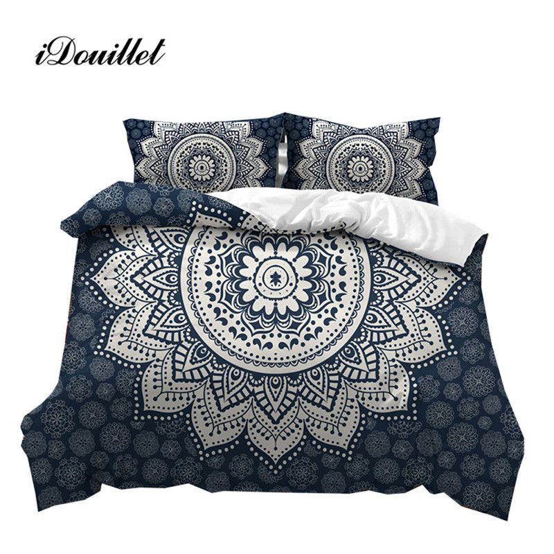 Idouillet Boho Lotus Flowers Bedding Set Mandala Reversible Duvet Idouillet Boho Lotus Flowers Bedding Set Mandala Reversible Duvet Cover And Pillowcase Us Twin Full Queen King Cal Size Asian