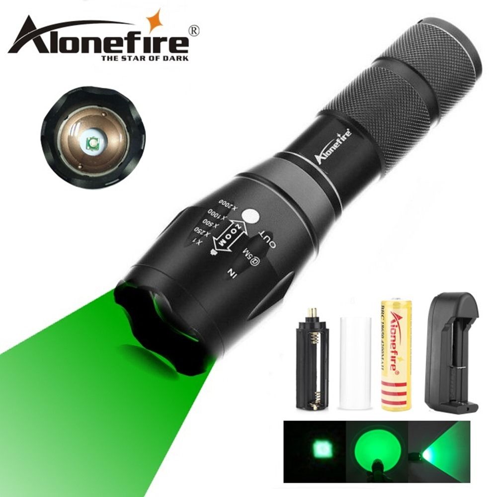 AloneFire E17 Tactical Flashlight XPE Green LED Torch Flash Light