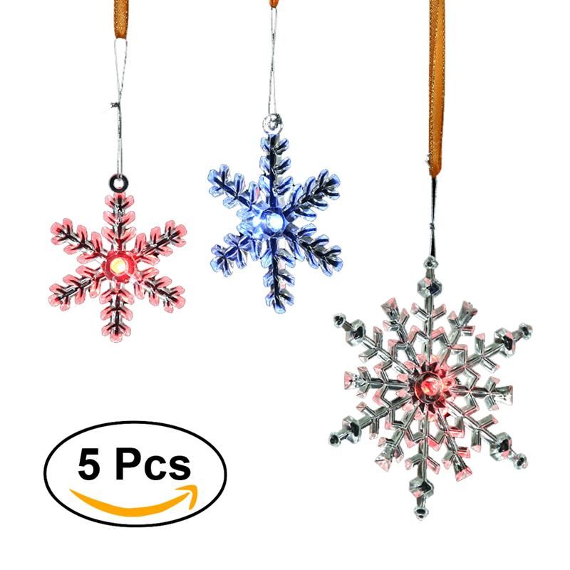 5pcs led lighted christmas plastic snowflake ornament creative hanging sparkling snowflake ornament - Hanging Lighted Christmas Decorations 5pcs led lighted christmas plastic snowflake ornament creative hanging sparkling snowflake ornament - Hanging Lighted Christmas Decorations