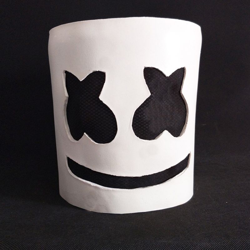 Funny Adult White Hard Latex DJ Marshmello Mask Cosplay Costume