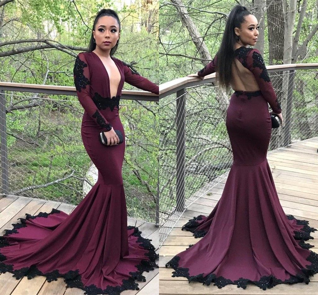 burgundy and black prom dresses