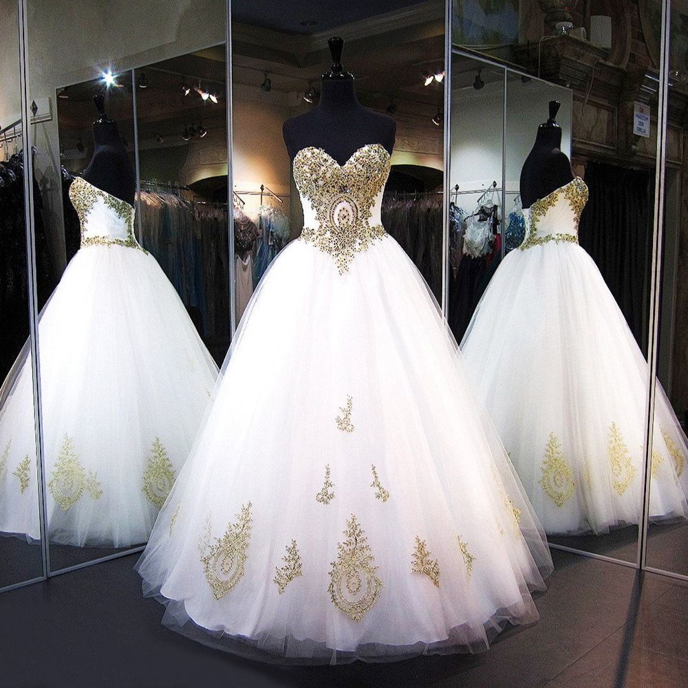 white sweet 16 ball gowns