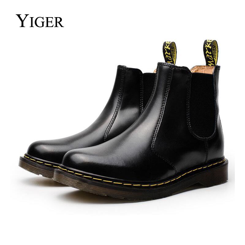 Cuir Nouveaux Souple Chaud YIGER Chelsea Couples Hommes Martin Chaussures Bottines Occasionnels Slip on Hommes Bottes Style Britannique Hiver En De CQoWBrdxeE