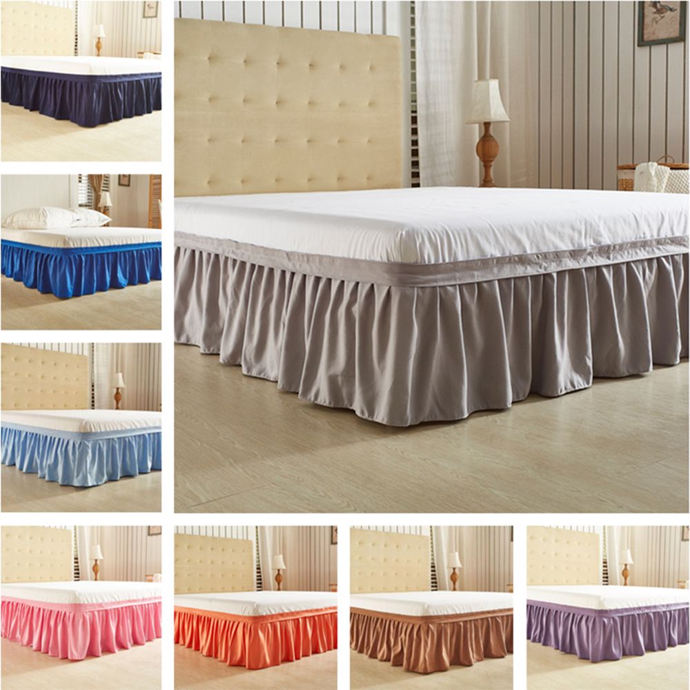 Elastic Princess Bed Skirt Sheet Twin Queen King Size Ruffle Fold Elastic Princess Bed Skirt Sheet Twin Queen King Size Ruffle Fold Past Style Fit Bedspread Hotel Home Decor Maress Cover Pink Dust Bedskirt