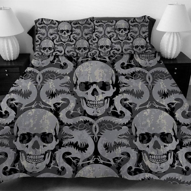 Fanaijia Skull Duvet Coves For King Size Bed Europe Style 3d Sugar Fanaijia Skull Duvet Coves For King Size Bed Europe Style 3d Sugar Bedding Set With Pillowcase Au Queen Bedline Linen Sheets Grey From