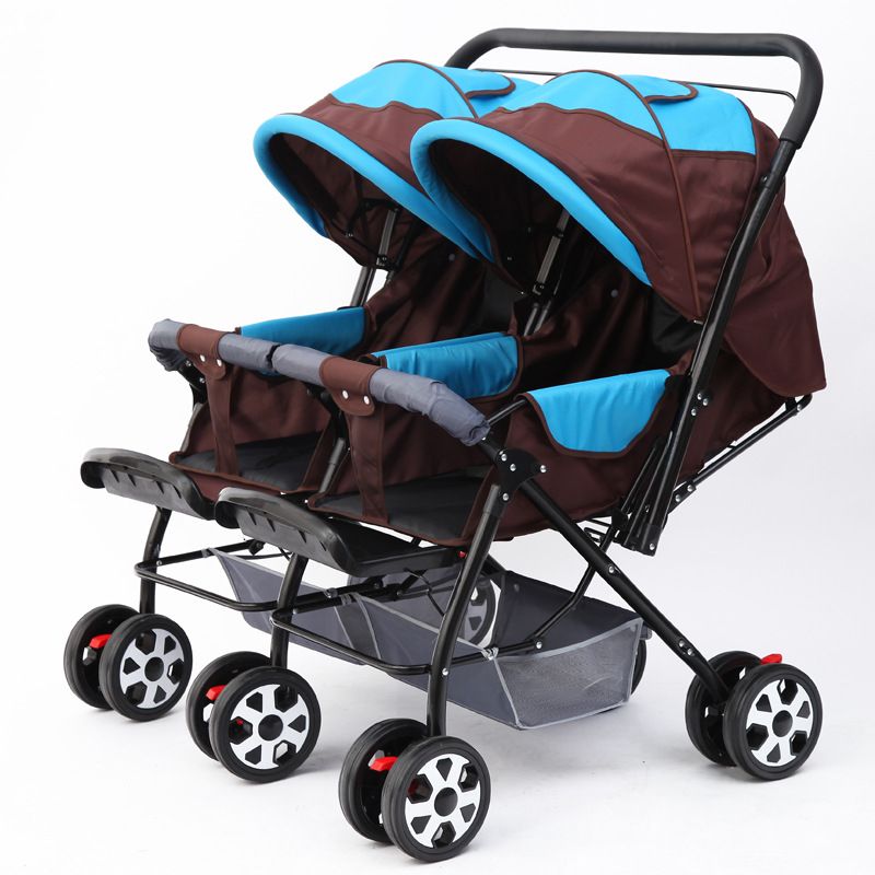 RU free shipping !Twins baby stroller black light baby stroller  Multifunction double baby stroller Aluminum alloy prams-Leather bag