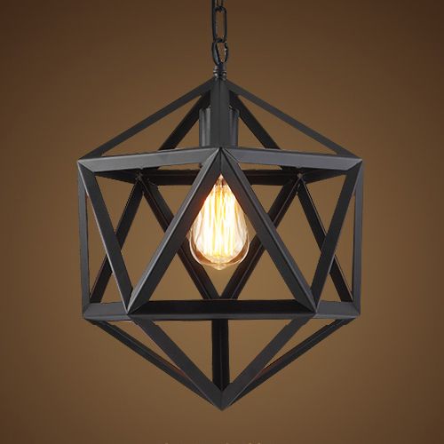Retro Hexahedron Black Led Pendant Chandeliers Lamps For Coffee Retro Hexahedron Black Led Pendant Chandeliers Lamps For Coffee Bar Club Hotel Restaurant Creative Lighting Lights Large