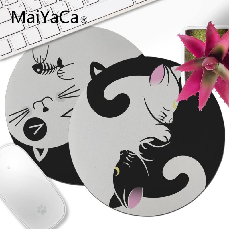 Maiyaca Garçon Cadeau Pad Mignon Yin Yang Chat Noir Et Blanc Ordinateur Portable Jeu Ordinateur Jeu Tapis De Souris Décorer Votre Bureau