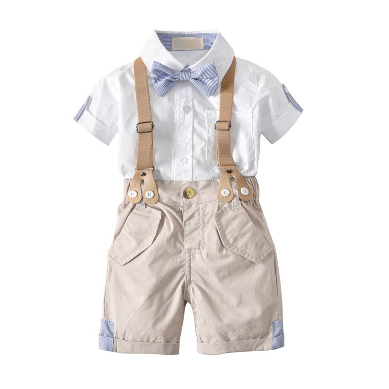 2019 Babys Clothing Sets Boys Shirt Braces Shorts Kit With Bow Ties