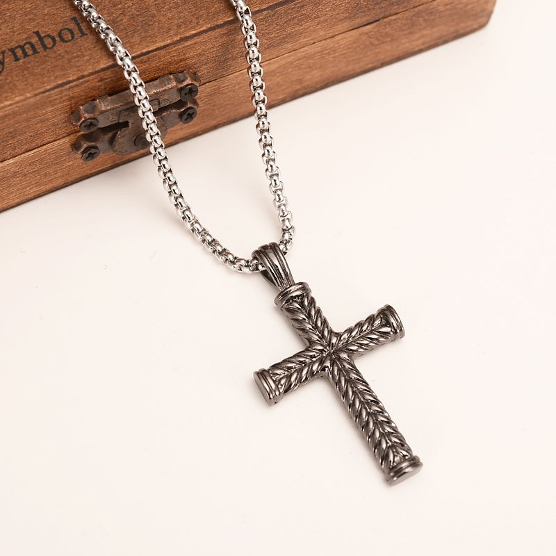 Black GunColor Cross Necklace For Women Men,Jesus Crucifix Jewelry ...